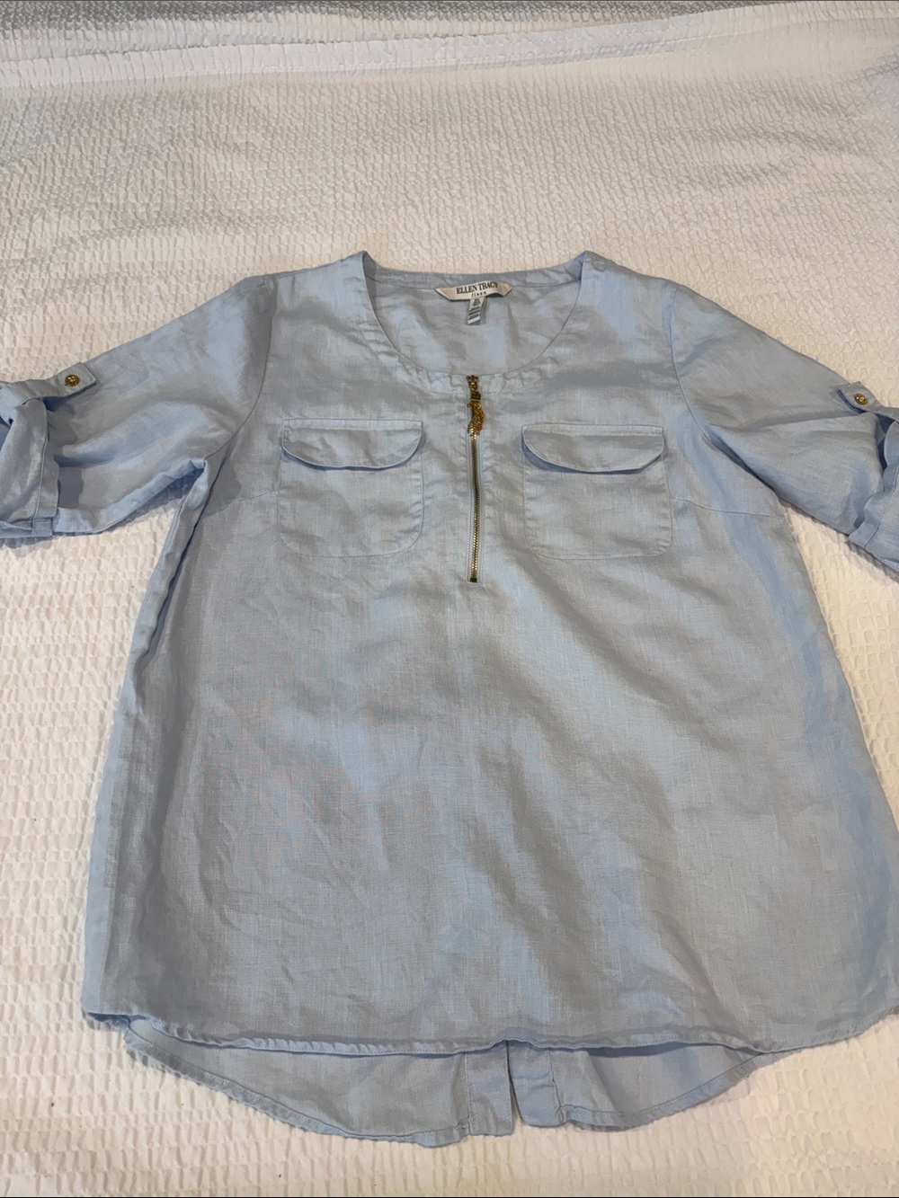 Ellen Tracy Linen Half-Zip Tunic Top
Size L